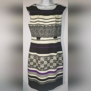 Emma & Michele Womens DressMulticolor Striped Sleeveless Career Sheath Size 10